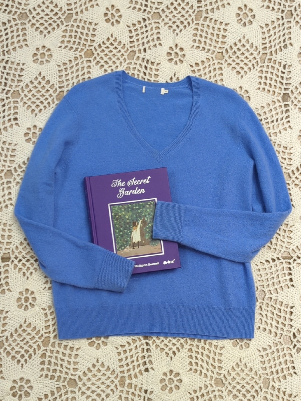 Powder Blue Cashmere V Neck Cloud Soft Academic Pullover